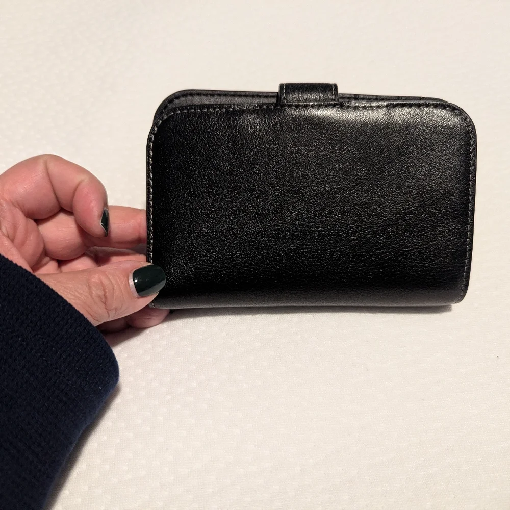 Coach Slim Tabby Black Leather Women's Wallet with Gold Accent - Picture 3 of 9